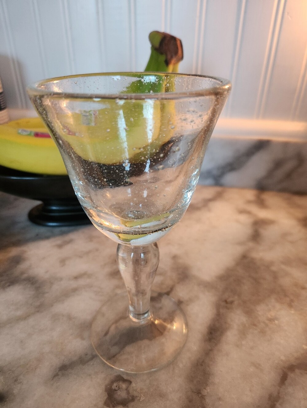 3 Hand Blown Artland Iris Wine Glasses Seed Bubbles